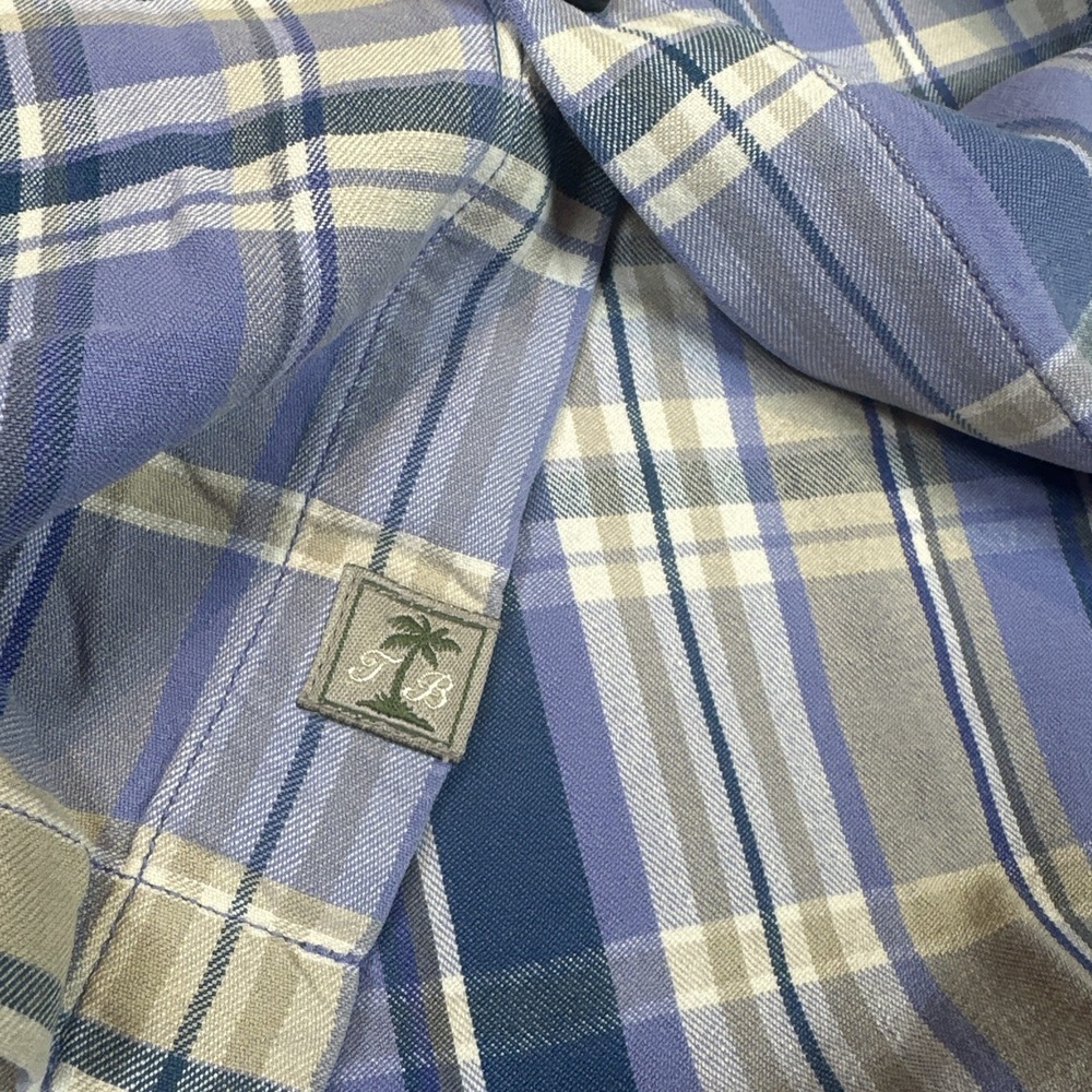 Tommy Bahama Mens Shirt Silk Blue White Plaid Purple  XL Short Sleeve Button‎ - Picture 8 of 11